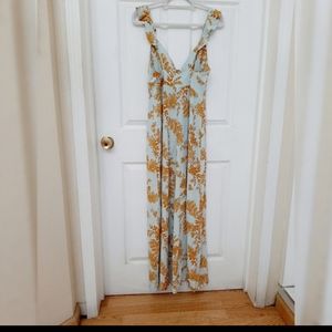 Free People Jumpsuit Romper yellow Mint Be The One  FLORAL BUTTON FRONT 6